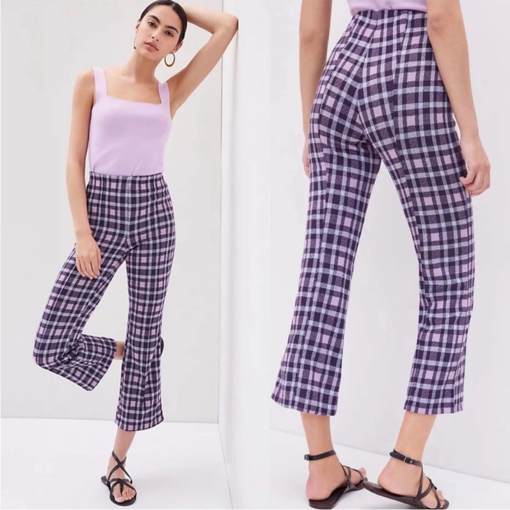 Maeve for Anthropologie Purple Plaid Pants
